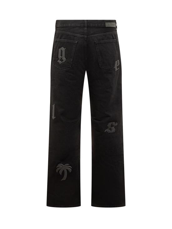 25FW 팜앤젤스 로고 디테일 데님 팬츠 PMYA041F25DEN001 1010 BLACK - PALM ANGELS