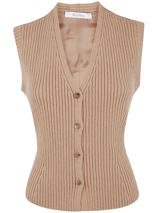 25FW 막스마라 마드레 울 캐시미어 브이넥 니트 조끼 2521356012600 005 CAMEL