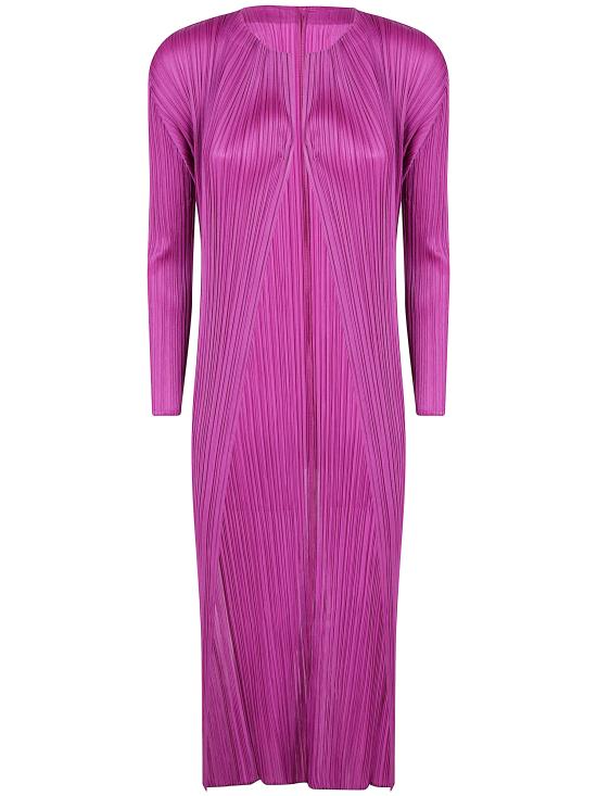 25FW 플리츠플리즈 오픈 롱 가디건 PP58JA133 85 MAGENTA