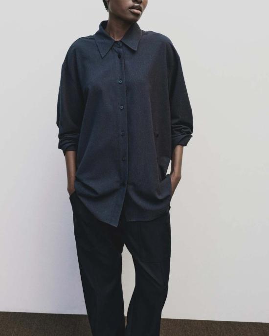  미정박 긴팔 티셔츠 미정 박 텍스처드 오버사이즈 셔츠 - MIJEONG PARK