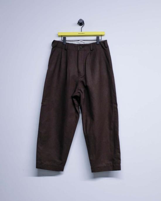  Evan Kinori 스트레이트 팬츠 에반 키노리 다크 올리브 브러시드 울 투 플리츠 팬츠 - OTHER BRANDS