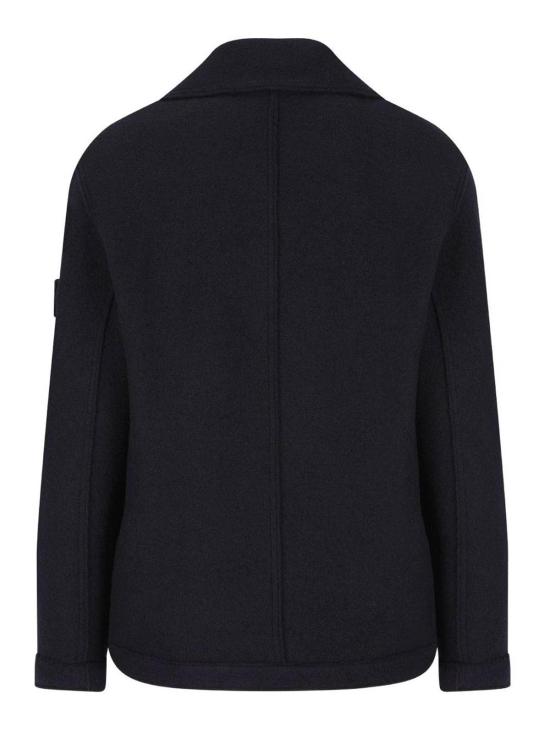  스톤 아일랜드 펠티드 RWS 울 더블 브레스티드 피 코트 K2S155100059S0IN1V0020 Blue - STONE ISLAND