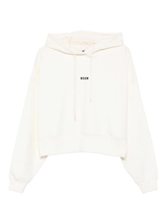  엠에스지엠 마이크로 로고 크롭 후드 티셔츠 2000MDM50930000002 White