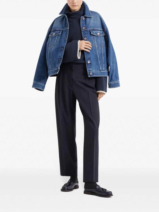 25FW 브루넬로 쿠치넬리 스트레이트 팬츠 M0W07P8308C060 Blue - BRUNELLO CUCINELLI