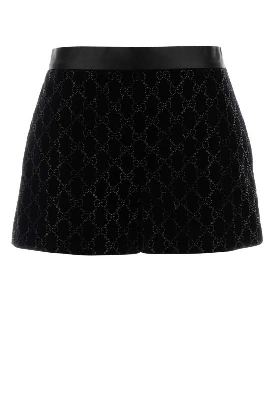 25FW 구찌 엠브로이더드 코튼 벨벳 숏팬츠 835784ZJV75 1000 Black