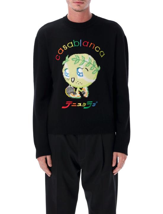 25FW 카사블랑카 스웨터 M AW25 KW 1099 01 KAWAII KAWAII TENNIS BOY