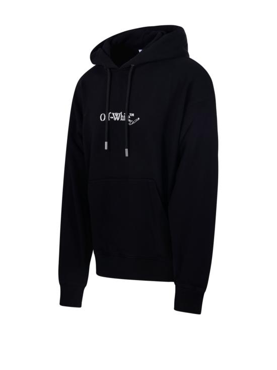 25FW 오프화이트 후드 티셔츠 OMBB085F25 FLE00F 1001 BLACK WHITE - OFF WHITE