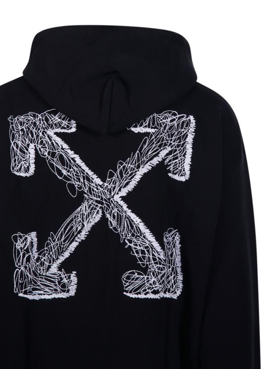 25FW 오프화이트 후드 티셔츠 OMBB085F25 FLE00F 1001 BLACK WHITE - OFF WHITE