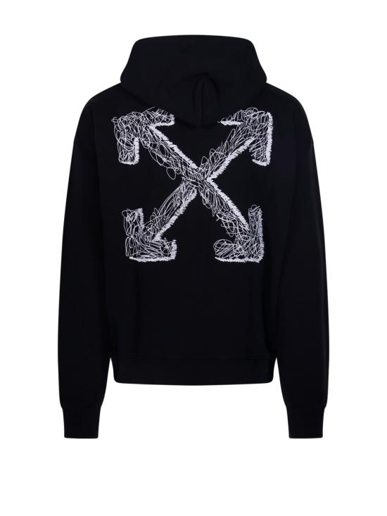 25FW 오프화이트 후드 티셔츠 OMBB085F25 FLE00F 1001 BLACK WHITE - OFF WHITE