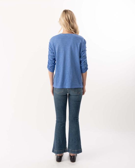  엘리엇 로렌 긴팔 티셔츠 3/4 러칭 슬리브 티셔츠 마린 - ELLIOTT LAUREN