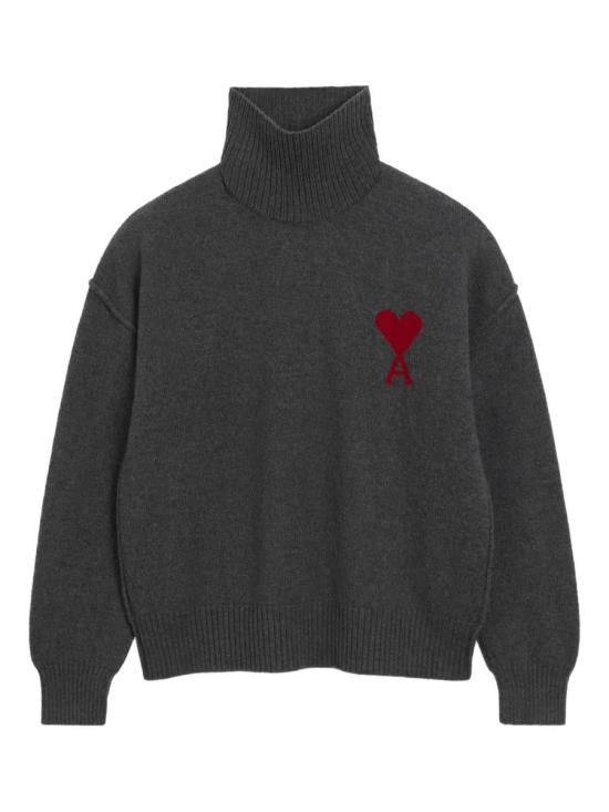 25FW 아미 ADC 터틀넥 스웨터 UKS839018 084 GRIS CHINE ROUGE
