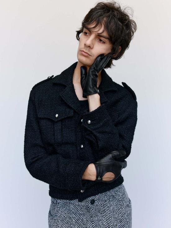  어니스트 더블유 베이커 봄버 자켓 어니스트 W. 베이커 블랙 부클 밀리터리 봄버 재킷 - ERNEST W. BAKER