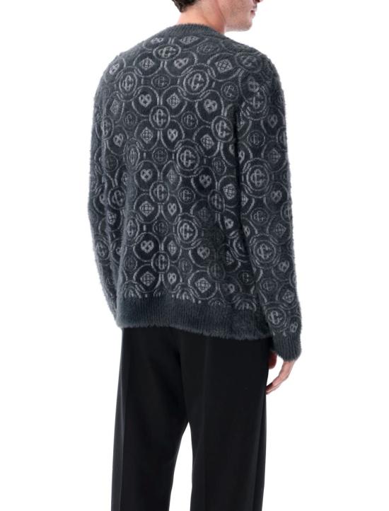 25FW 카사블랑카 스웨터 25AM AW25 KW 1094 01 GREY WOOL MIX - CASABLANCA