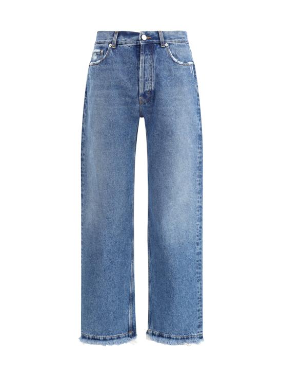 25FW 세퍼 데님 팬츠 MSS25FRAYEDCUTDAR DARKRIVERB BLUE