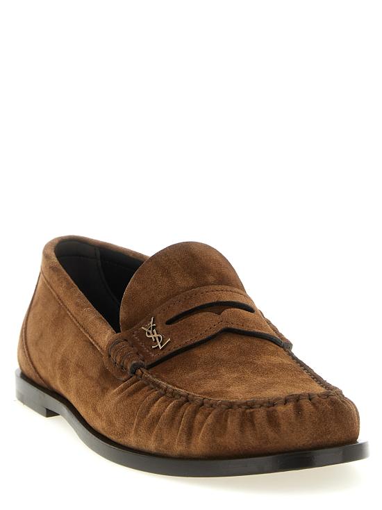 26FW 생로랑 스웨이드 페니로퍼 8211732OYAA2732 Brown - SAINT LAURENT