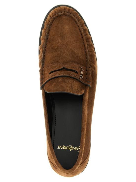 26FW 생로랑 스웨이드 페니로퍼 8211732OYAA2732 Brown - SAINT LAURENT