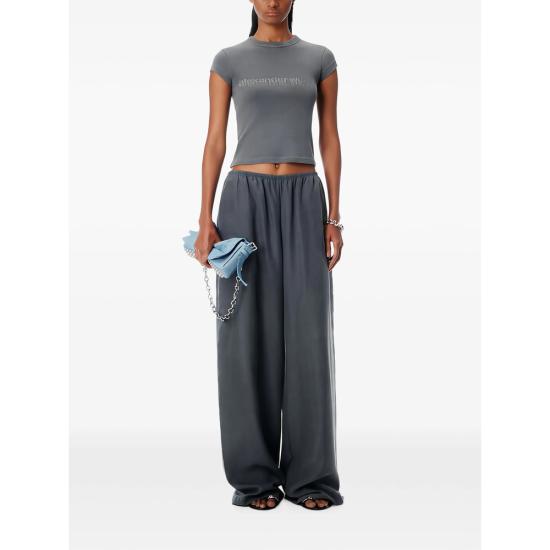 26SS 알렉산더 왕 크리스털 데그라데 로고 코튼 베이비 티셔츠 1CC1261209 020 GREY - ALEXANDER WANG