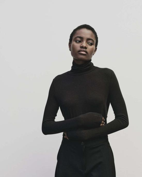  미정박 긴팔 티셔츠 미정 박 롤넥 탑 - MIJEONG PARK