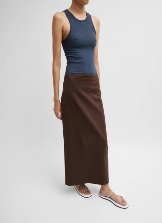  티비 민소매 티셔츠 서큘러 파인 리브 탱크 - TIBI