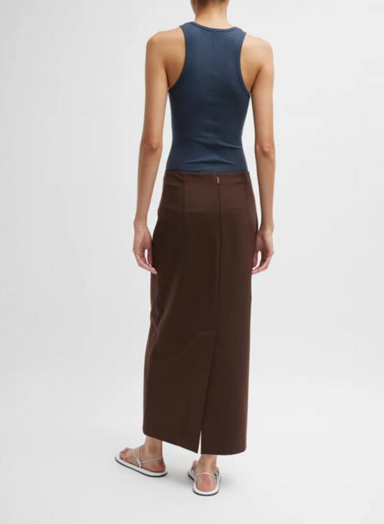  티비 민소매 티셔츠 서큘러 파인 리브 탱크 - TIBI