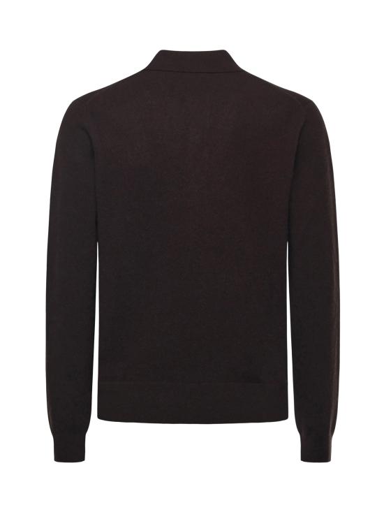 25FW 버버리 롱 슬리브 캐시미어 블렌드 폴로 셔츠 8113792 C3475 SCORCHED BROWN - BURBERRY