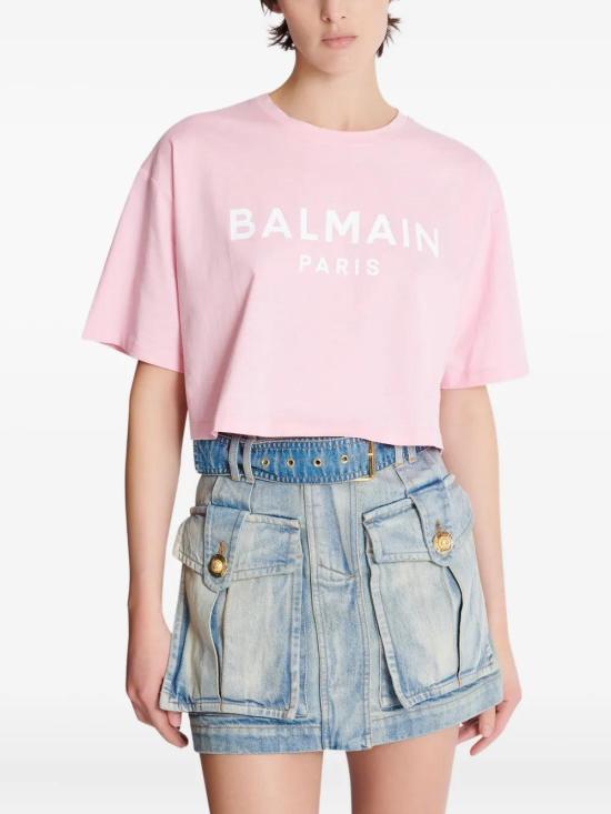 25FW 발망 반팔 티셔츠 BF1EE020BB02 OHV ROSA - BALMAIN