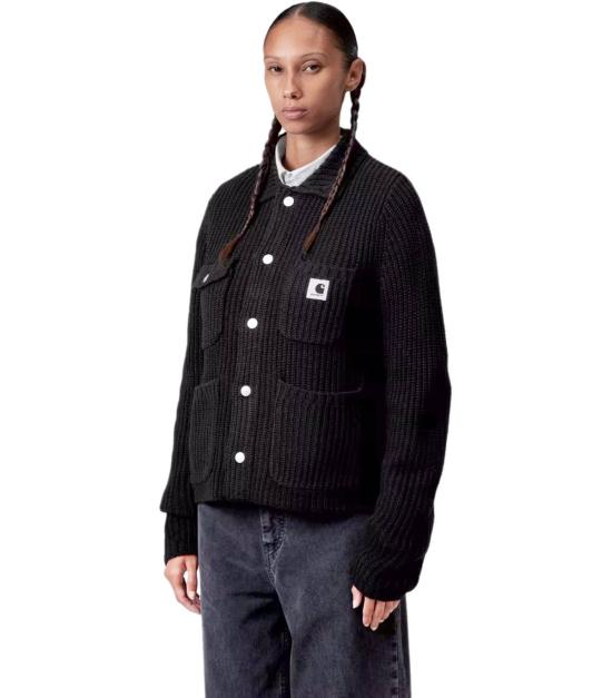 25FW 칼하트 WIP 로고 패치 골지 가디건 I035379 89 XX XS Black - CARHARTT WIP