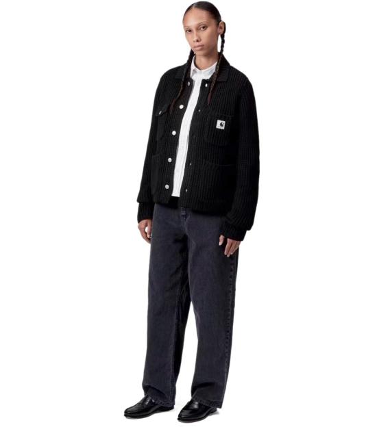 25FW 칼하트 WIP 로고 패치 골지 가디건 I035379 89 XX XS Black - CARHARTT WIP