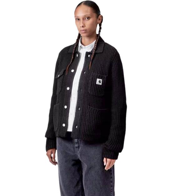 25FW 칼하트 WIP 로고 패치 골지 가디건 I035379 89 XX XS Black - CARHARTT WIP