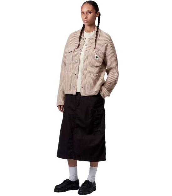 25FW 칼하트 WIP 로고 패치 골지 가디건 I035379 2LP XX XS Beige - CARHARTT WIP