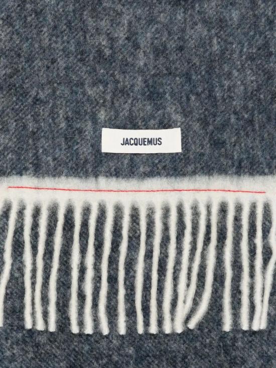 25FW 자크뮈스 프린지 울 스카프 ACU00572BOT40323FU NAVY WHITE STRIPE DOM - JACQUEMUS