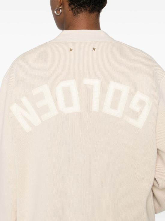 25FW 골든구스 Golden 레터링 가디건 GWP00950P00197255550 Beige - GOLDEN GOOSE