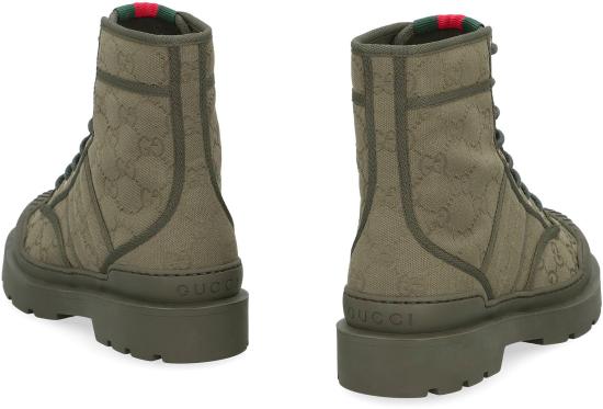 25FW 구찌 러그 솔 GG 캔버스 부츠 847717FAD7I 3359 GREEN - GUCCI