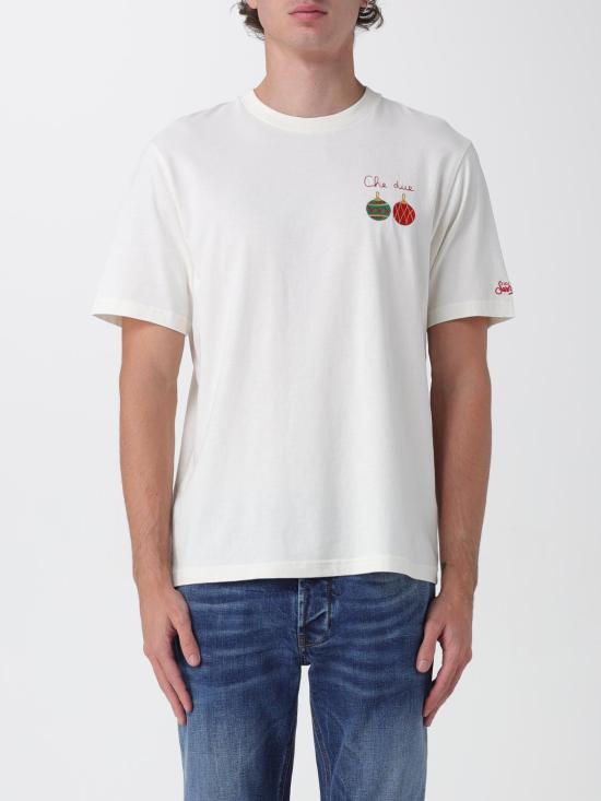 25FW 세인트바쓰 반팔 티셔츠 ARN0001 DUE PALLE 10I EMB 00545I Yellow Cream