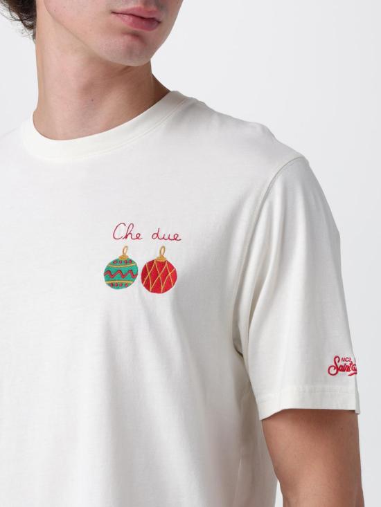 25FW 세인트바쓰 반팔 티셔츠 ARN0001 DUE PALLE 10I EMB 00545I Yellow Cream - MC2 SAINT BARTH