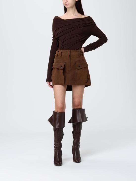 25FW 안다마네 숏 스커트 T180323A 418 Brown - ANDAMANE