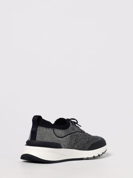 25FW 브루넬로 쿠치넬리 히트 본디드 디테일 테크노 코튼 니트 러너 스니커즈 MZUEHRO342 CDY87 Blue - BRUNELLO CUCINELLI