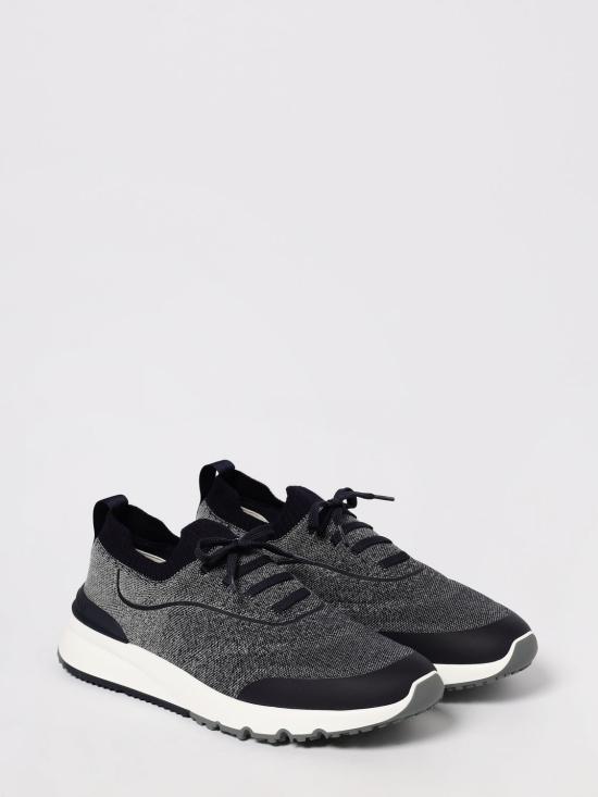 25FW 브루넬로 쿠치넬리 히트 본디드 디테일 테크노 코튼 니트 러너 스니커즈 MZUEHRO342 CDY87 Blue - BRUNELLO CUCINELLI