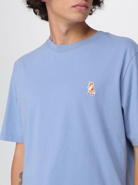 25FW 메종키츠네 스탠딩 폭스 컴포트 티셔츠 PM00123KJ7026 0331 Gnawed Blue - MAISON KITSUNE