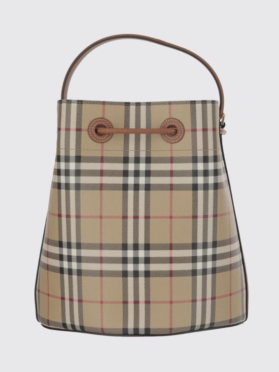 26SS 버버리 스몰 체크 레더 드로우스트링 버킷백 8109795 Red - BURBERRY