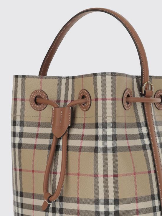26SS 버버리 스몰 체크 레더 드로우스트링 버킷백 8109795 Red - BURBERRY