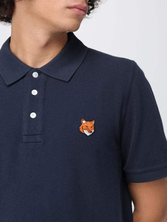 26SS 메종키츠네 폭스 헤드 레귤러 폴로 티셔츠 PM00209KP0002 0413 Blue - MAISON KITSUNE