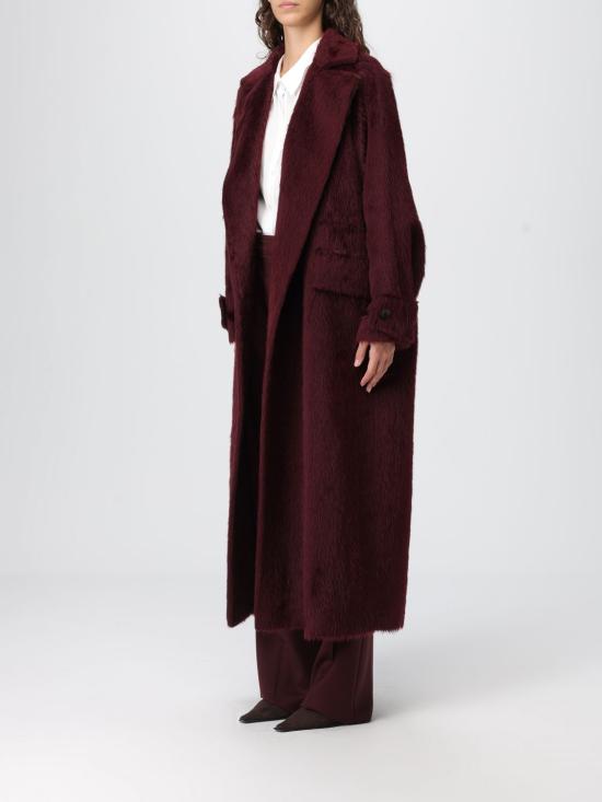 25FW 막스마라 알파카 울 롱 코트 2521016373600 003 Burgundy - MAX MARA