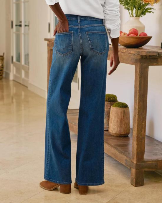  프랭크 앤 에일린 데님 팬츠 프랭크 & 아일린 이스트 갤웨이 롱 가우초 청바지 1999 블루 워시 - FRANK & EILEEN