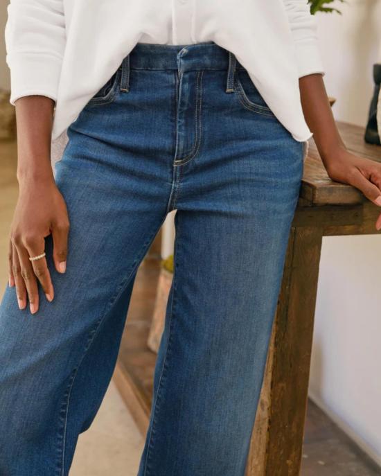  프랭크 앤 에일린 데님 팬츠 프랭크 & 아일린 이스트 갤웨이 롱 가우초 청바지 1999 블루 워시 - FRANK & EILEEN