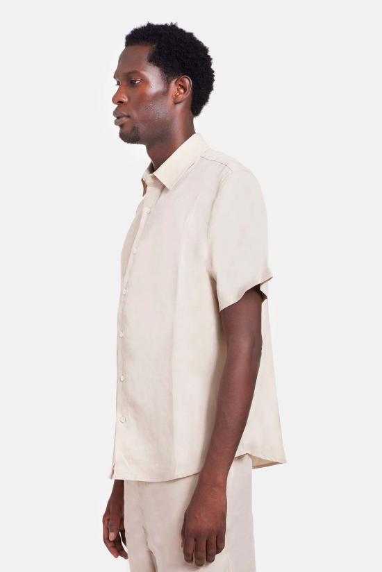  블루&크림 반팔 셔츠 텐셀 SS 버튼다운 - BLUE&CREAM