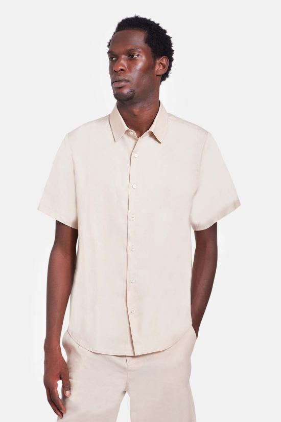  블루&크림 반팔 셔츠 텐셀 SS 버튼다운