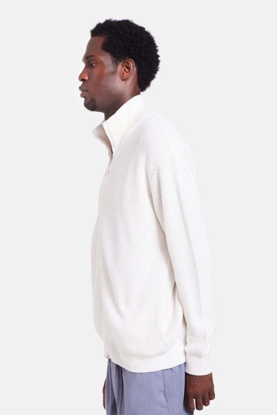  블루&크림 가디건 헌터 리브 풀집 스웨터 - BLUE&CREAM