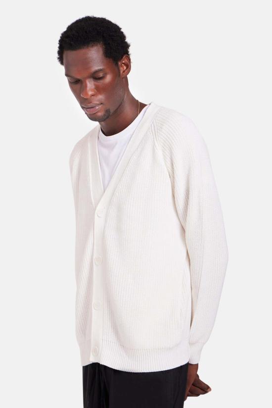  블루&크림 가디건 Bk 리브드 카디건 - BLUE&CREAM