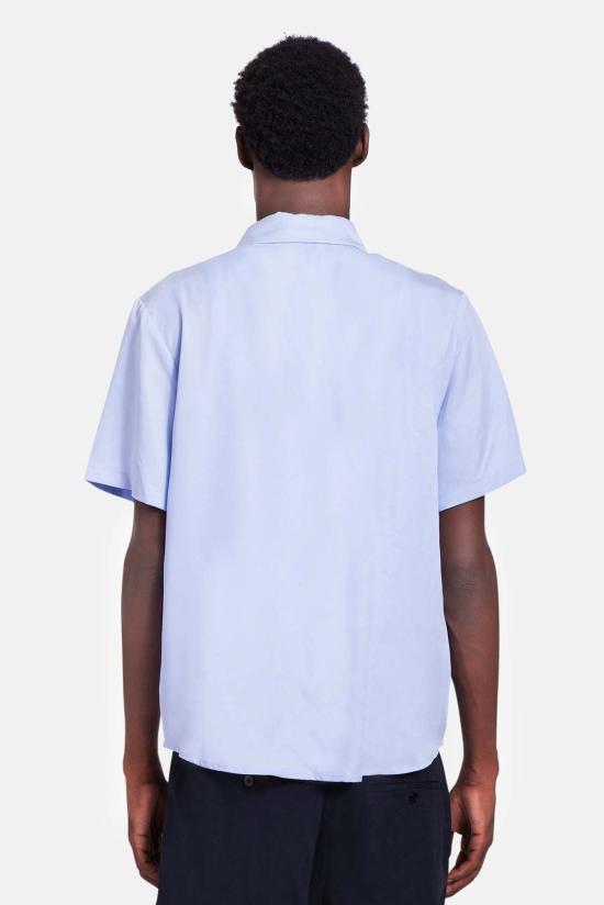  블루&크림 반팔 셔츠 텐셀 반팔 버튼다운 셔츠 - BLUE&CREAM